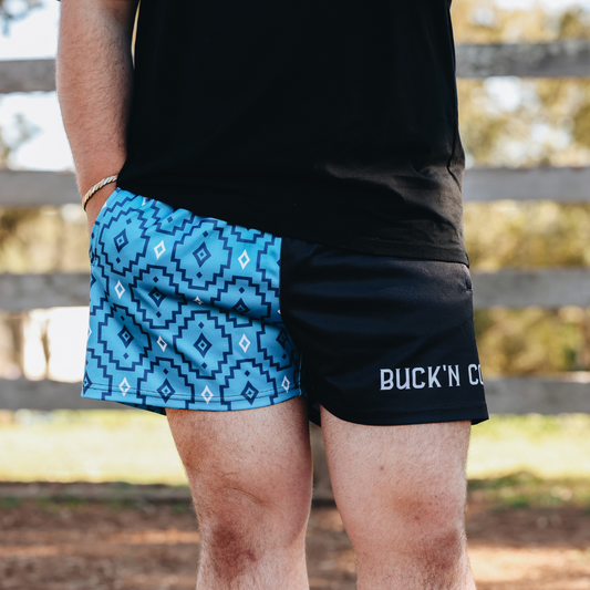 Footy Shorts - Blue Aztec