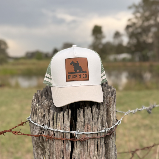 Waterproof Cream & Green Trucker Cap