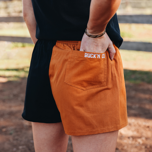 Rugby Shorts - Black & Tan