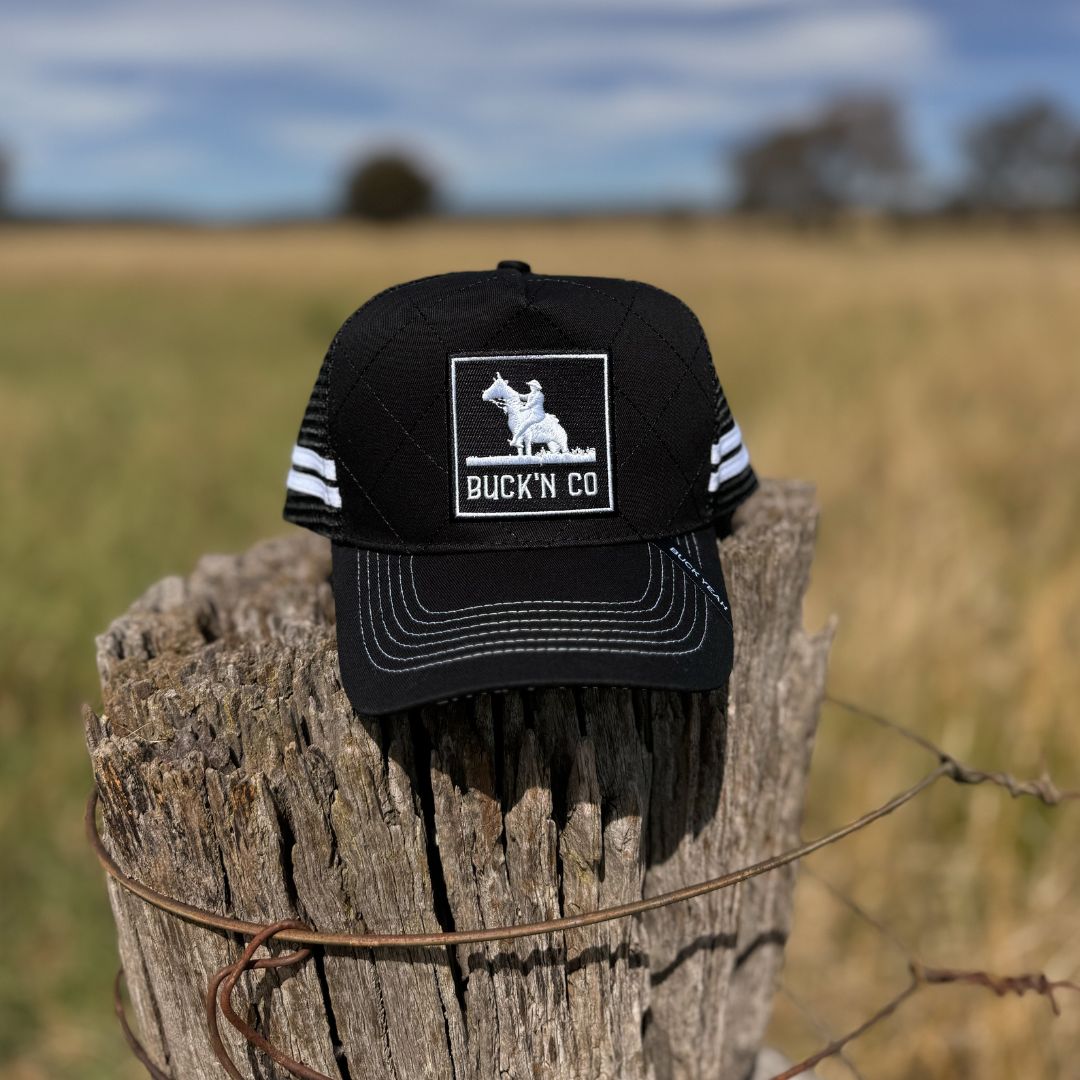 Quilted Black Trucker Cap