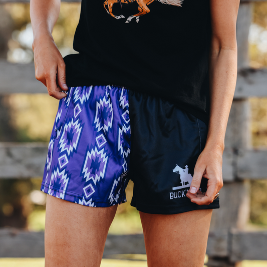 Footy Shorts - Purple Aztec