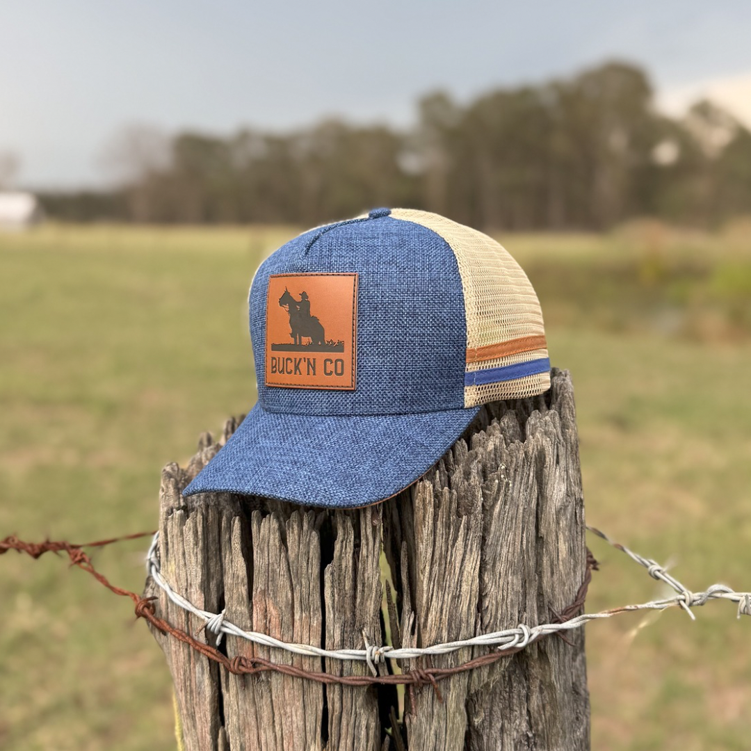 Blue Linen Trucker Cap