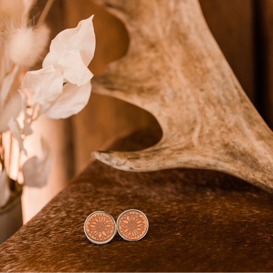 Tooled Leather Stud Earrings