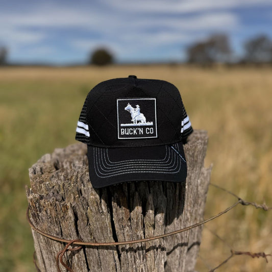 Quilted Black Trucker Cap