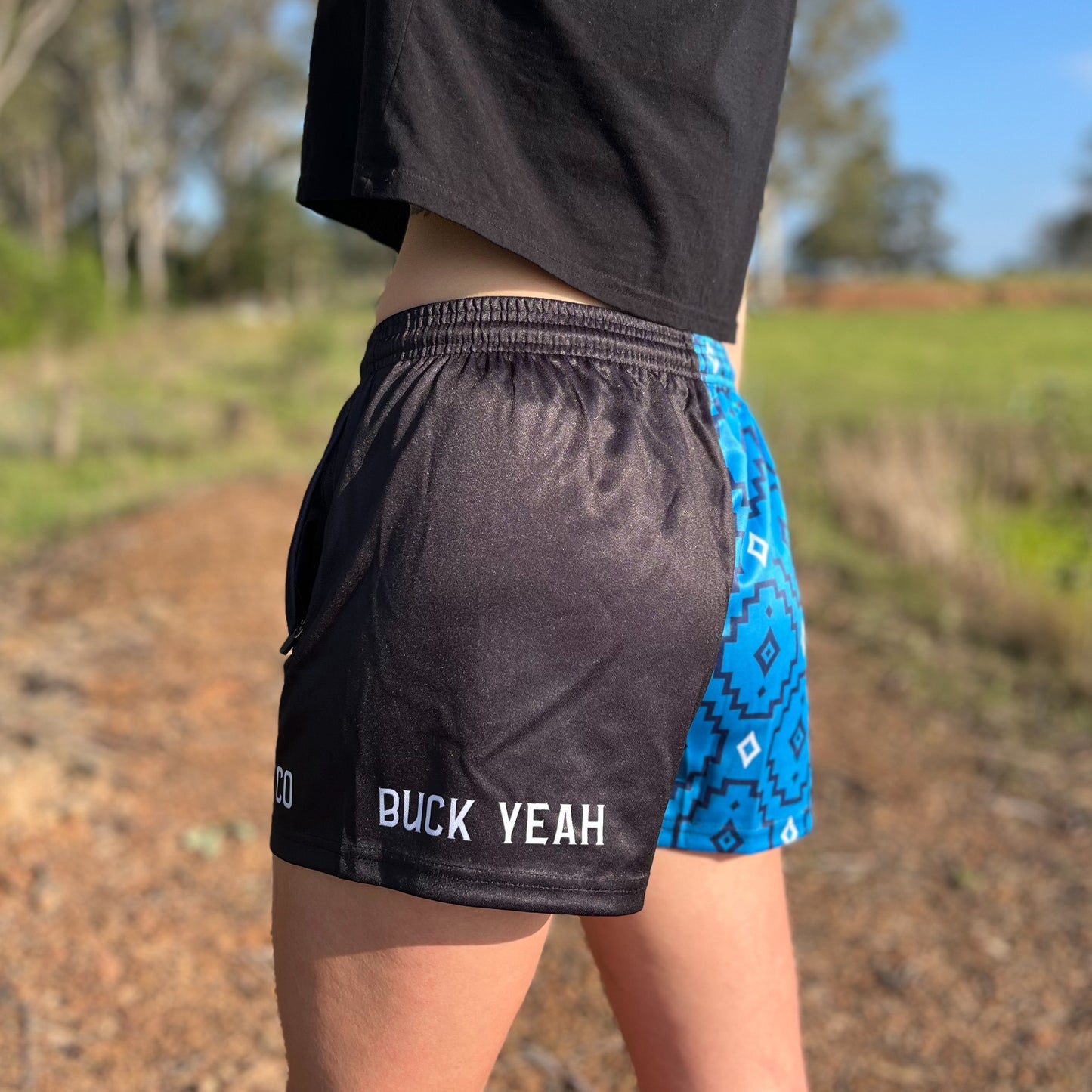 Footy Shorts - Blue Aztec