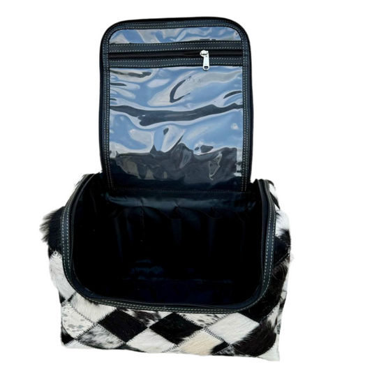 Patchwork Cowhide Toiletry Bag