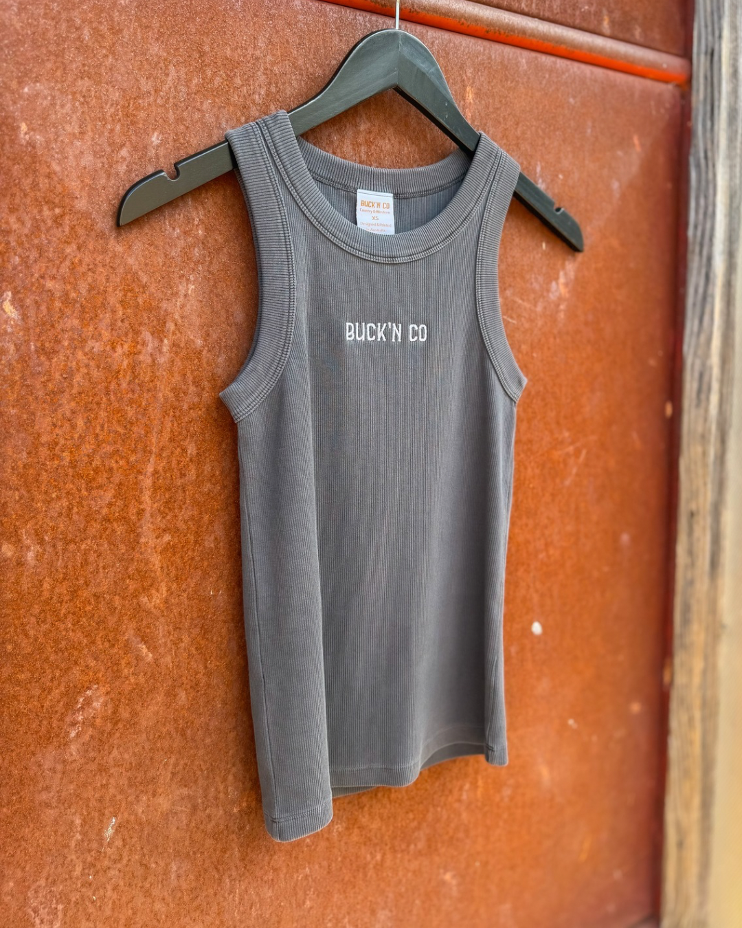 Signature Ribbed Singlet - Faded Black