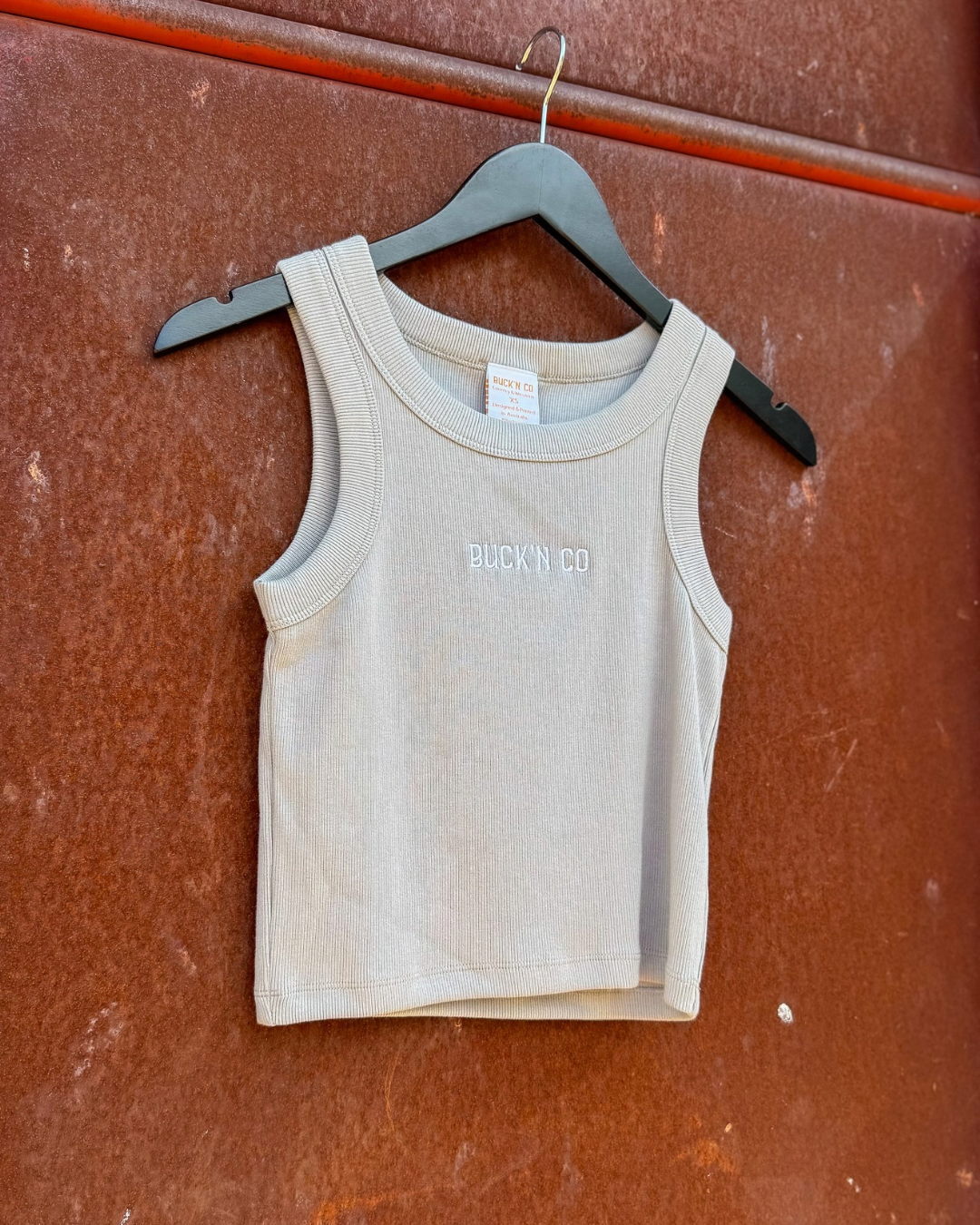 Signature Ribbed Cropped Singlet - Stone