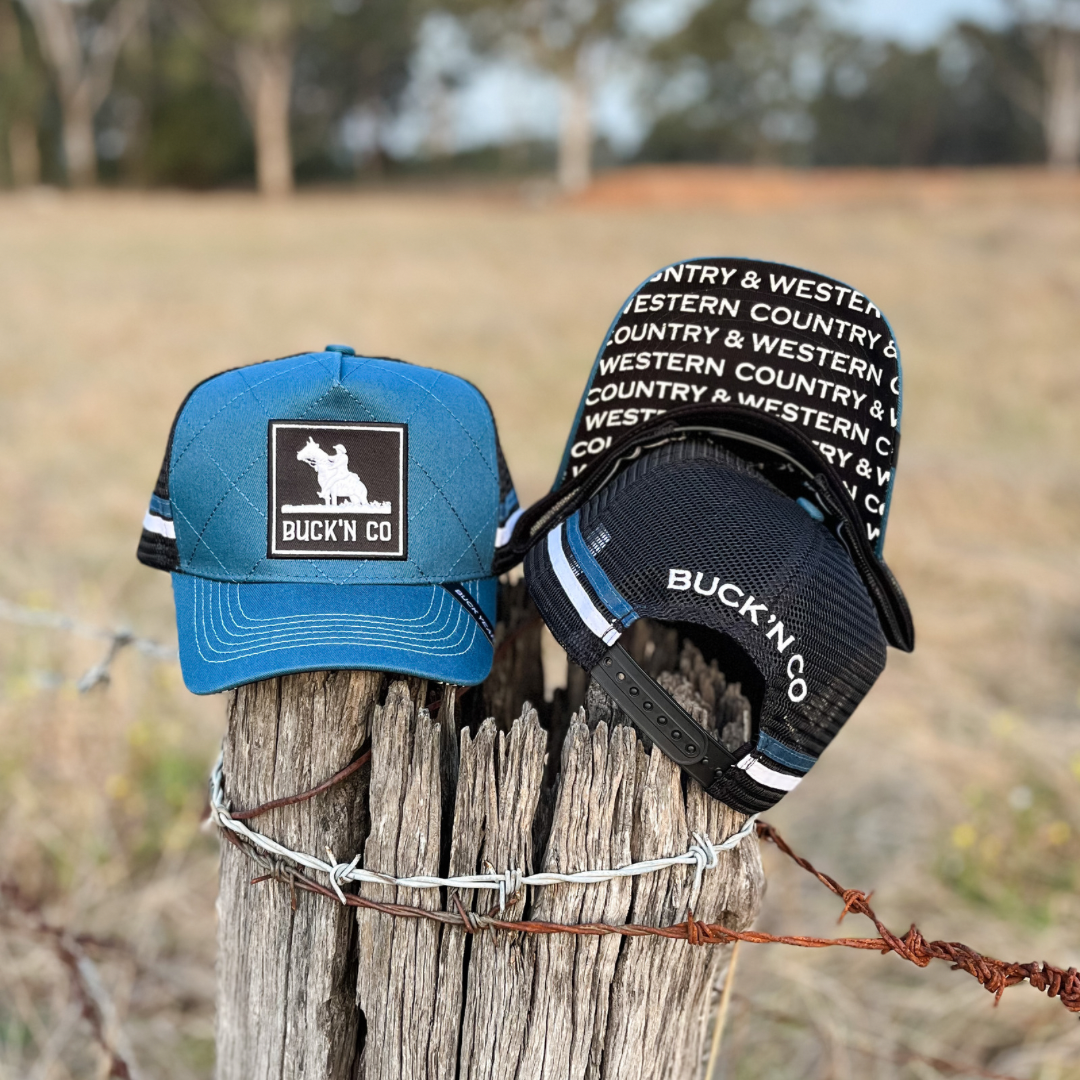 Quilted Blue Trucker Cap