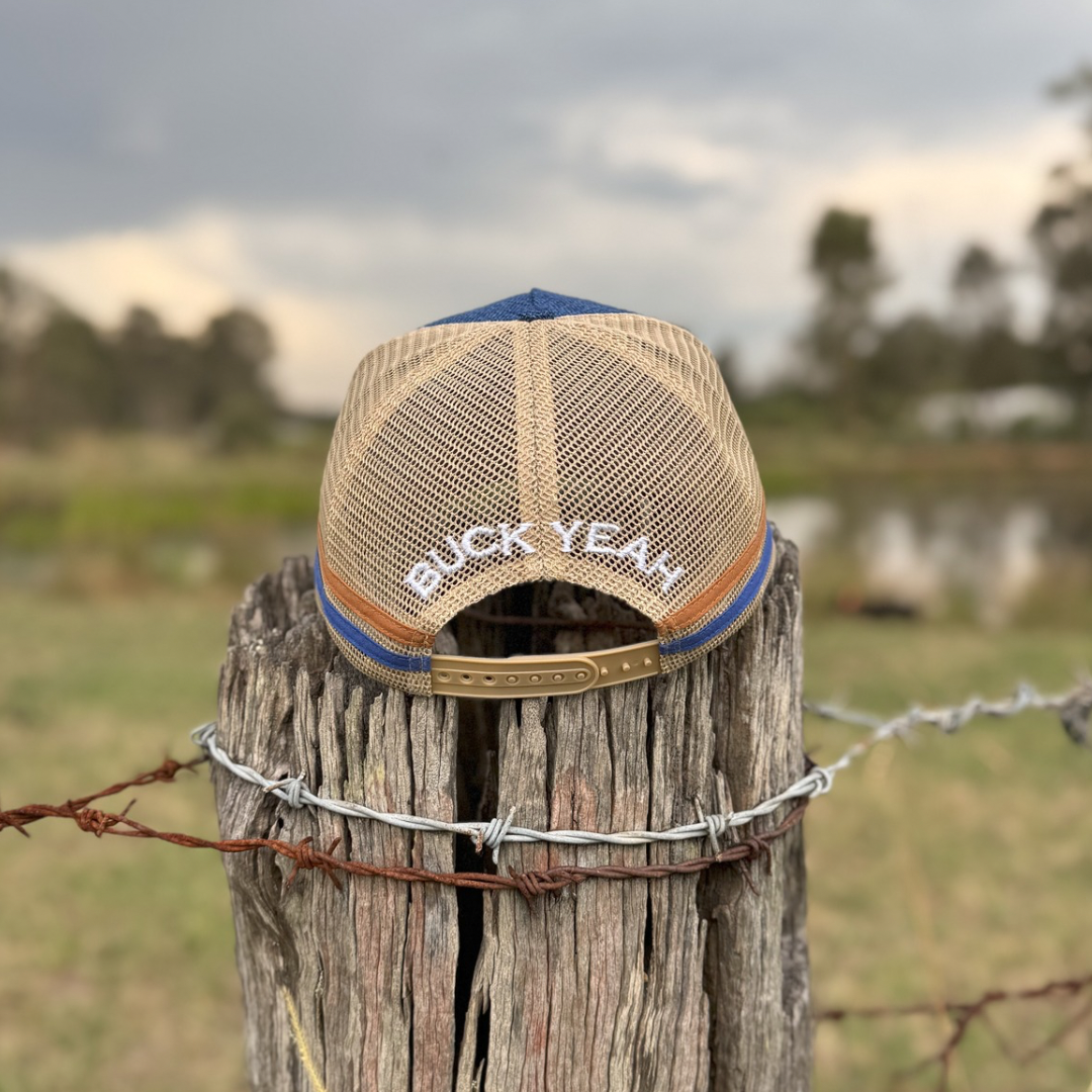 Blue Linen Trucker Cap