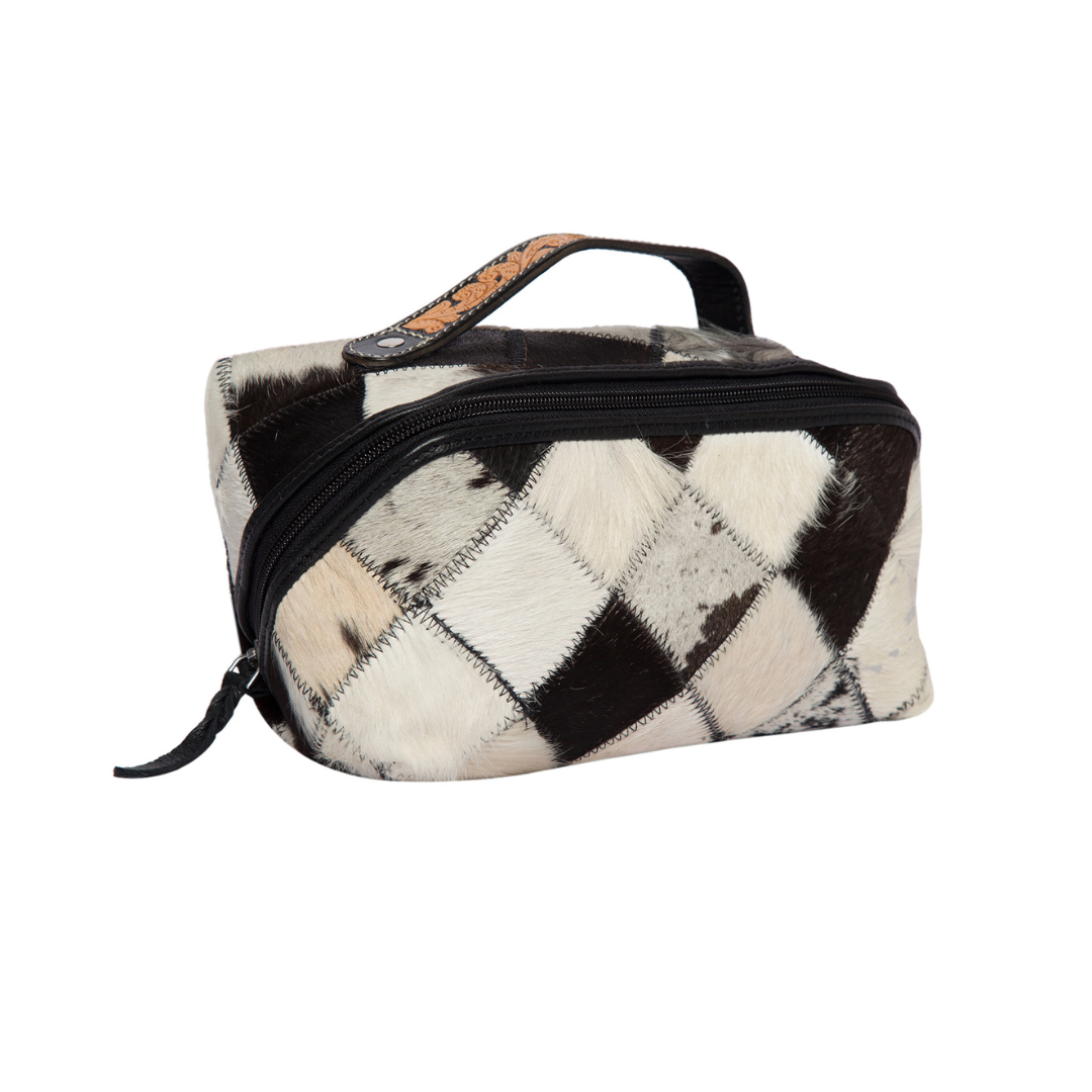 Mini Patchwork Cowhide Toiletry Bag