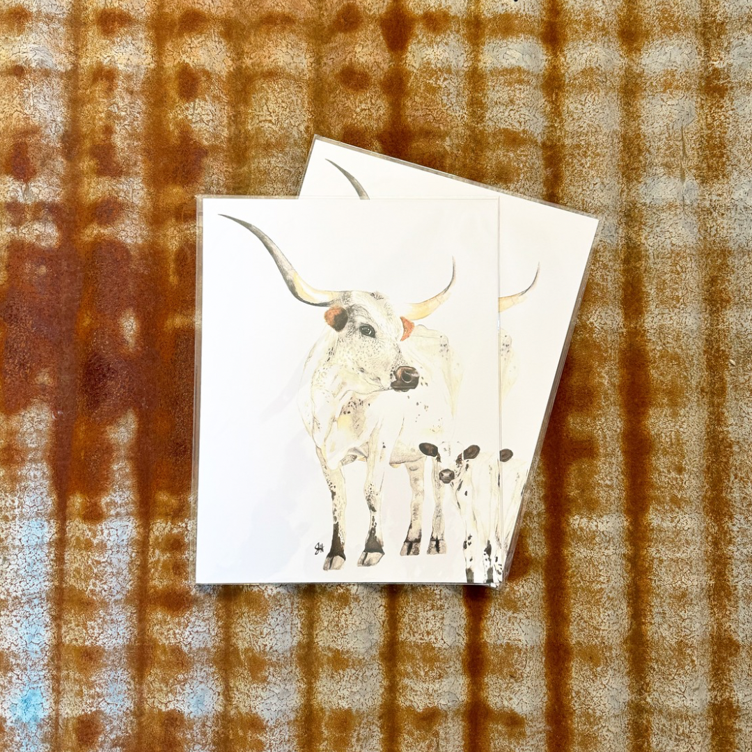 Longhorn Cow & Calf Print