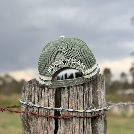 Waterproof Cream & Green Trucker Cap