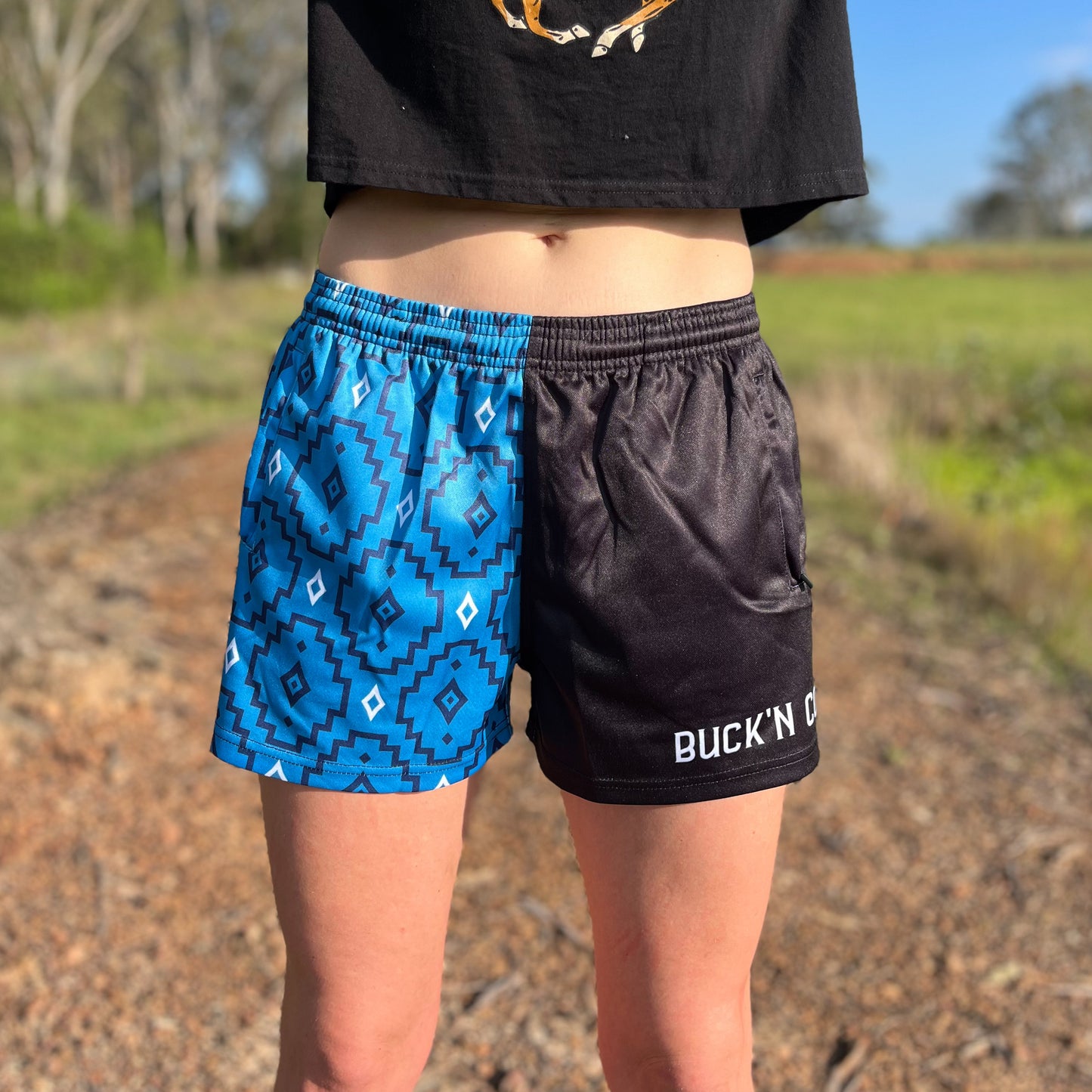 Footy Shorts - Blue Aztec