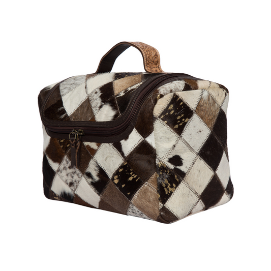 Patchwork Cowhide Toiletry Bag