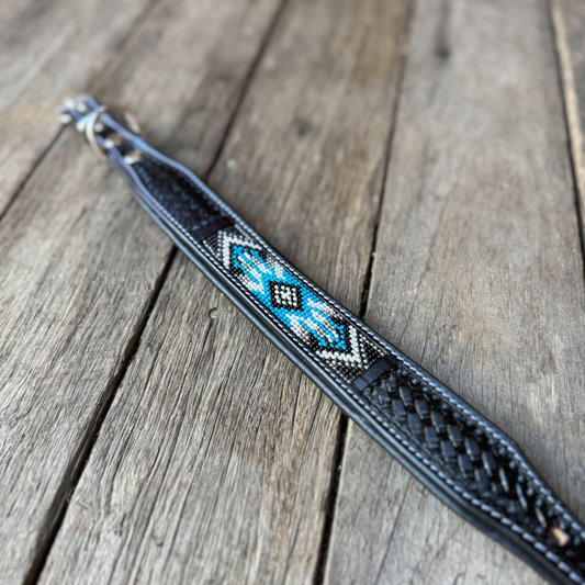 Beaded Dog Collar - Black & Blue