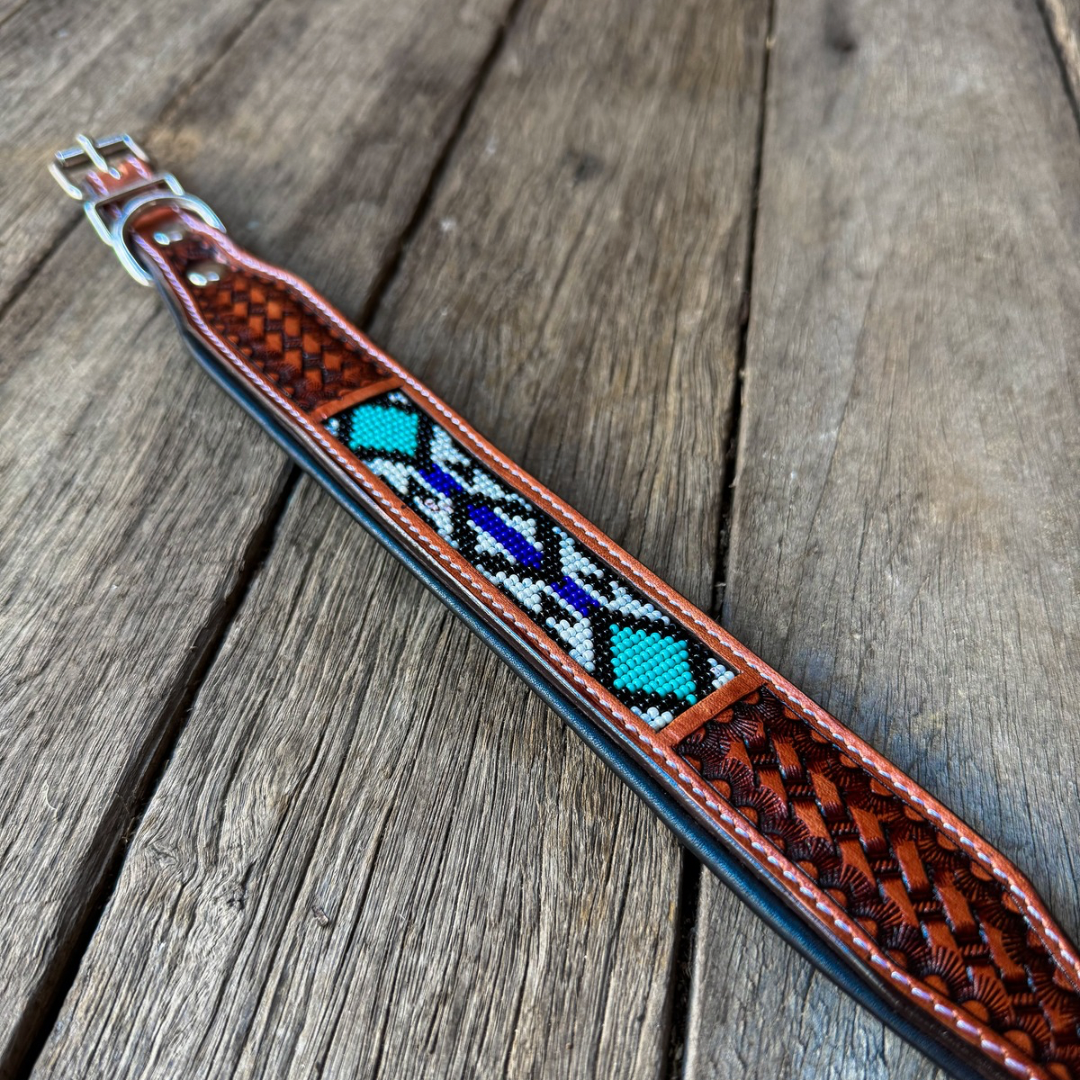 Beaded Dog Collar - Turquoise & Purple