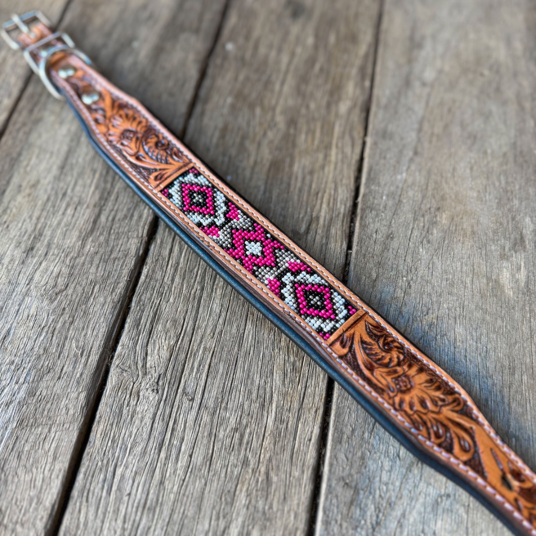 Beaded Dog Collar - Pink