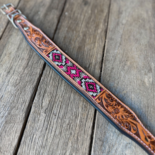 Beaded Dog Collar - Pink