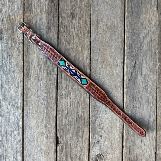 Beaded Dog Collar - Turquoise & Purple