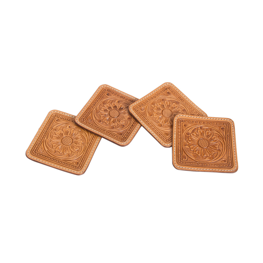 Tooled Leather Coasters (set of 4)