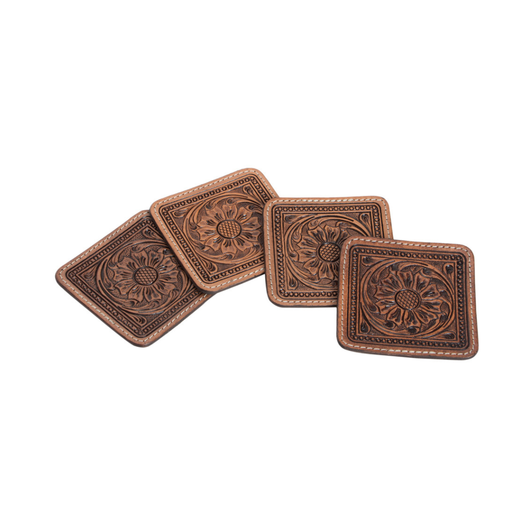 Tooled Leather Coasters (set of 4)