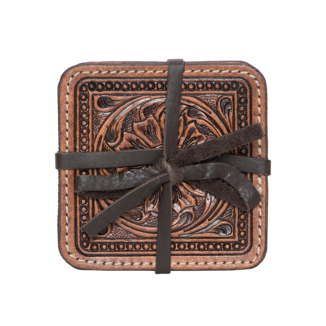 Tooled Leather Coasters (set of 4)